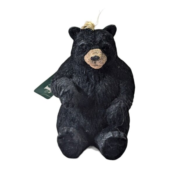 Midwest of Cannon Falls Other - Midwest of Cannon Falls Flocked Sitting Black Bear Christmas Holiday Ornament